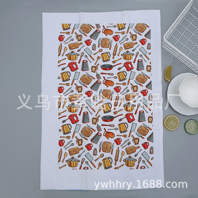 【LOVELY HOME】【持嘉】印花超细纤维毛巾 家用茶巾 清洁巾 加厚抹布 印花抹布 细节图