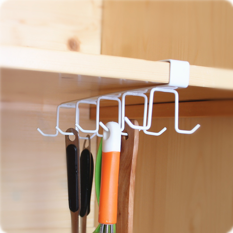 Nail Free Hooks For Cabinets Hanging Rack Under Partition Of Kitchen Closet Hanging Rack Under Table Countertop Hanging Hook For Shelving details Picture