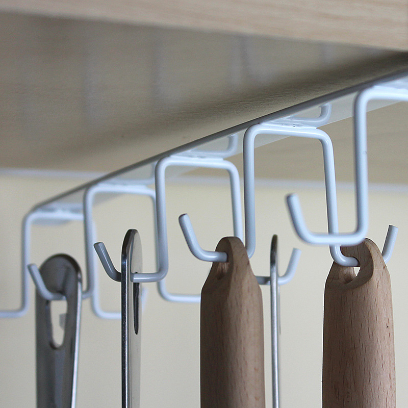 Nail Free Hooks For Cabinets Hanging Rack Under Partition Of Kitchen Closet Hanging Rack Under Table Countertop Hanging Hook For Shelving Application Scenario