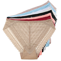 Plus plus size lace panties for women Fat mm sexy transparent lace briefs for women