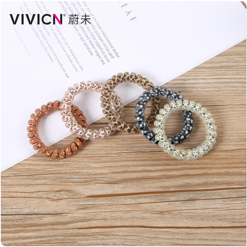 [Wei Wei] Phone Ring Thick Leopard Print Hair Band Rubber Band Simple Ins Tie Hair Korean String Female details Picture