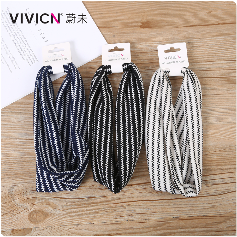 [Wei Wei] European And American Headband Bohemian Print Elastic Sports Headband Women Fashion Wide Edge Cotton Headband