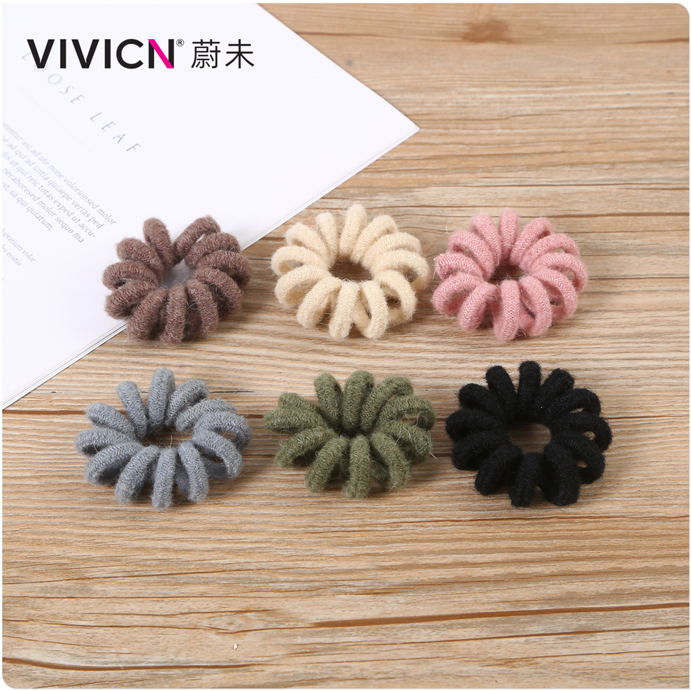 【 Wei Wei 】 Korean-style hair tie, telephone line hair band, simple and versatile, high-elasticity ponytail hair accessory, forest girl style details Picture