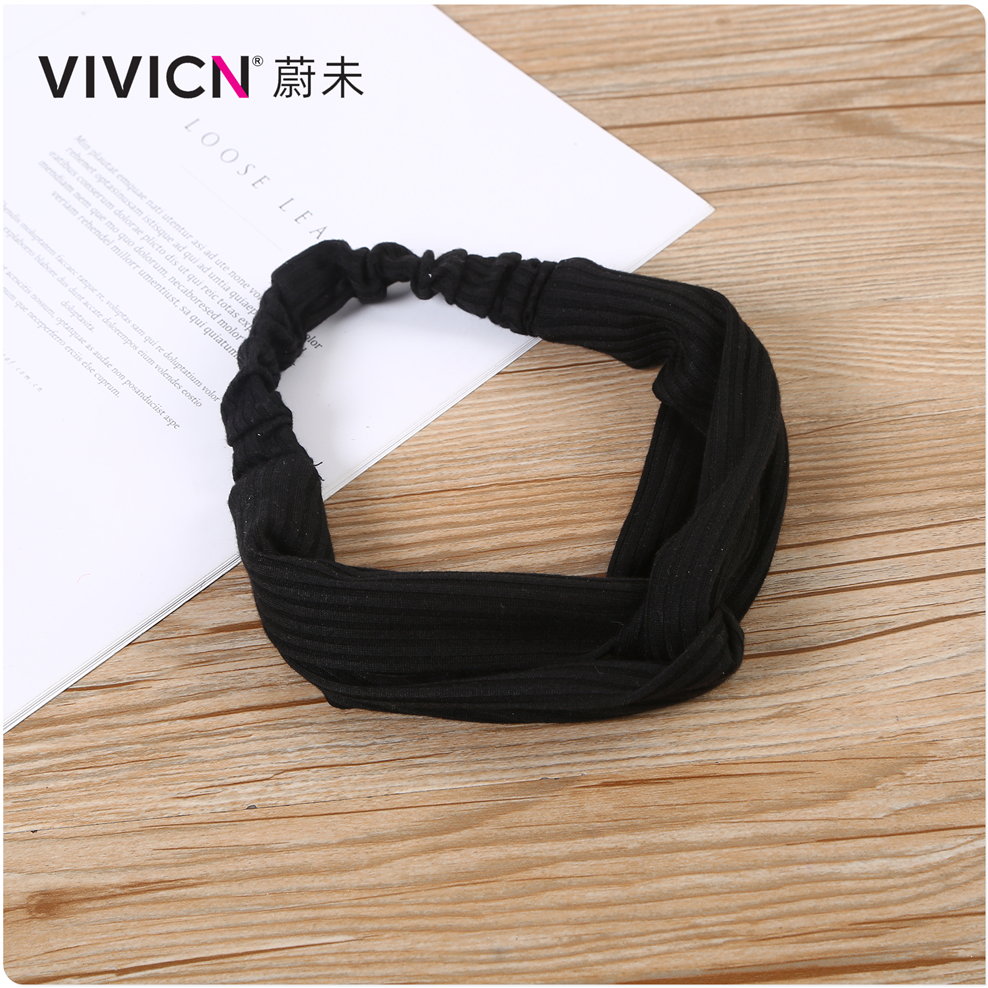 【 Weiwei 】 Korean cross-elastic hair band, knitted hair band, suede headband, women's hair accessory, Korean version headwear Item Picture