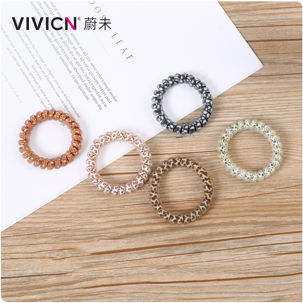 [Wei Wei] Phone Ring Thick Leopard Print Hair Band Rubber Band Simple Ins Tie Hair Korean String Female Specification drawing