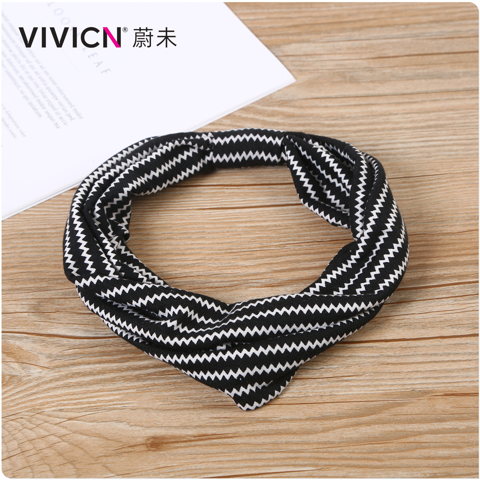 [Wei Wei] European And American Headband Bohemian Print Elastic Sports Headband Women Fashion Wide Edge Cotton Headband Item Picture