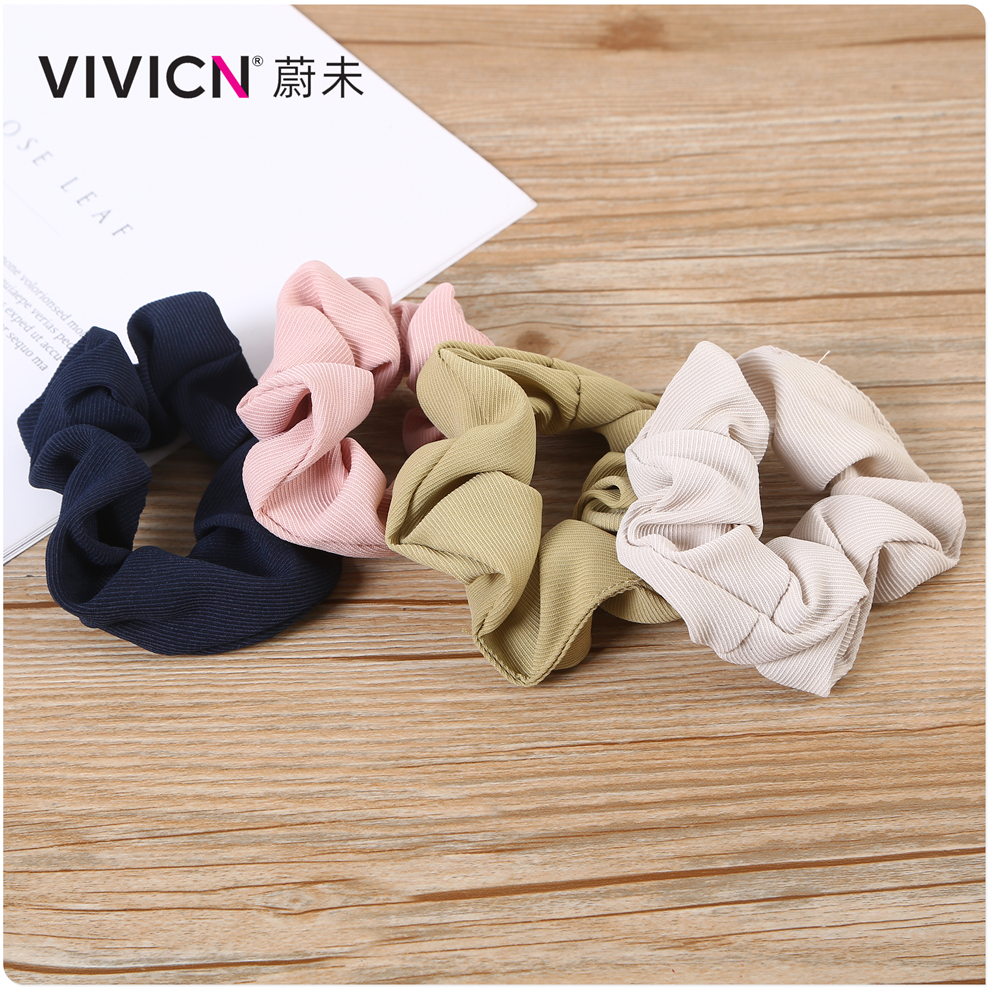 【 Wei Wei 】 Solid-color pig intestine hair band for women, simple and retro, trendy and cute hair accessory for young girls details Picture