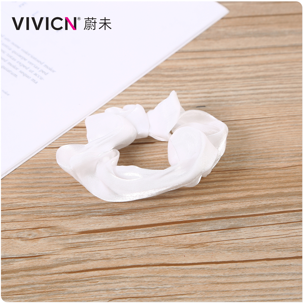 【 Wei Wei 】 Solid-color pig large intestine hair bands, pearlescent retro French ponytail hair ties, rubber bands, hair ties and hair accessories Item Picture