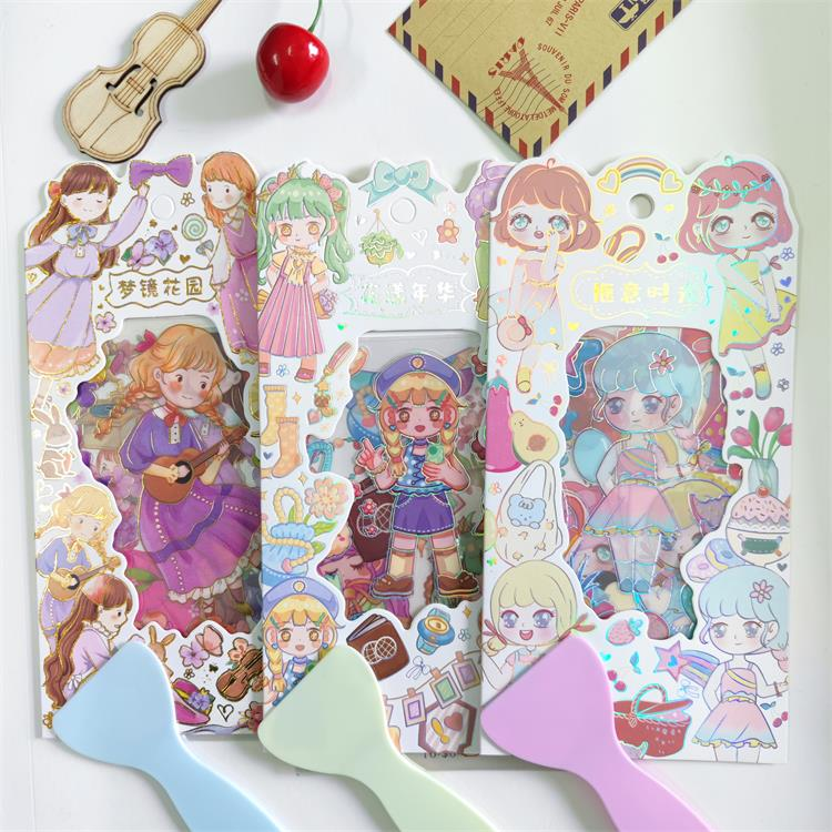 新款手帐透明烫金贴纸少女心手帐装饰贴可爱手帐DIY素材手账贴画