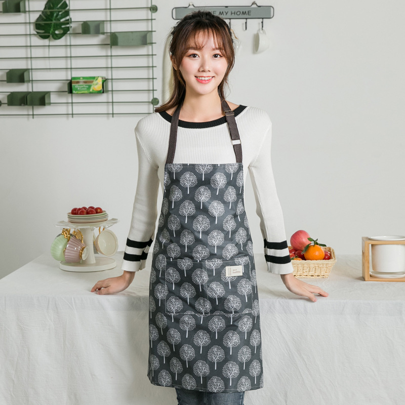 【LOVELY HOME】【持嘉】可爱做饭家用定logo印字围腰 加大防水防油围裙 几何图案围裙