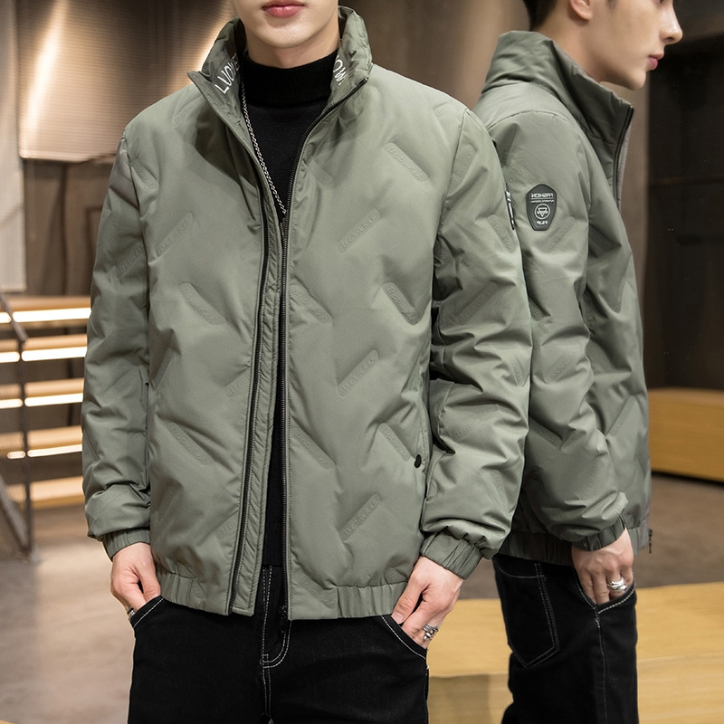 2022冬季新款男式羽绒服男韩版纯色百搭男士白鸭绒羽绒服男装外套