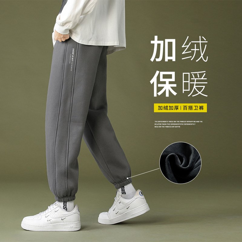 Winter fleece and thickened sportswear pants, men's trendy loose tight-fitting sweatpants, trendy brand Harun pants, warm casual pants, versatile Application Scenario