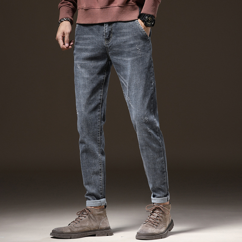 2022 Autumn new style jeans, trendy brand long pants, men's Korean-style trendy casual jeans, men's slim-fitting skinny pants Application Scenario