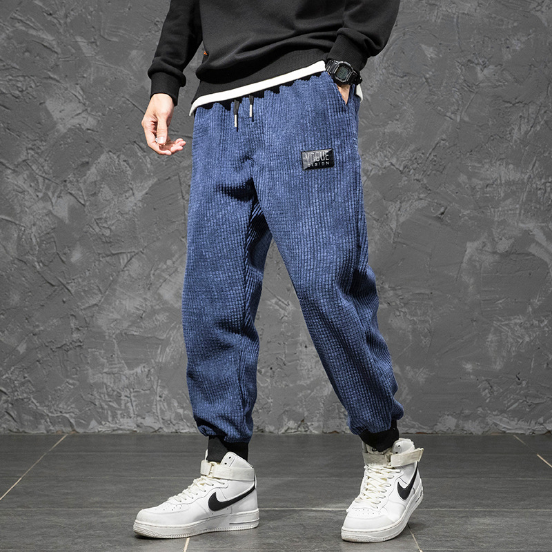 Men's corduroy casual pants for autumn and winter 2022, thickened, loose, large-sized tight-fitting Harem pants, small-leg pants, men's trend