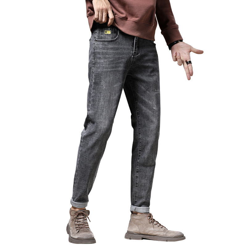 2022 Autumn new style jeans, trendy brand long pants, men's Korean-style trendy casual jeans, men's slim-fitting skinny pants Item Picture