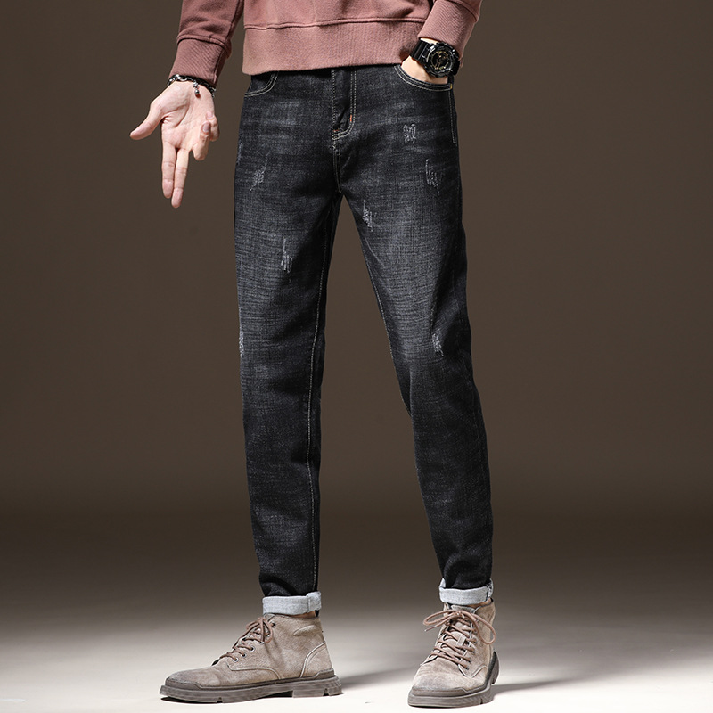 2022 Autumn new style jeans, trendy brand long pants, men's Korean-style trendy casual jeans, men's slim-fitting skinny pants Specification image