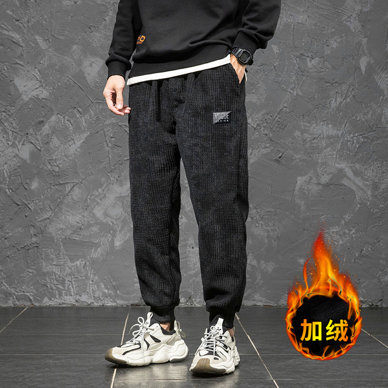 Men's corduroy casual pants for autumn and winter 2022, thickened, loose, large-sized tight-fitting Harem pants, small-leg pants, men's trend Specification image