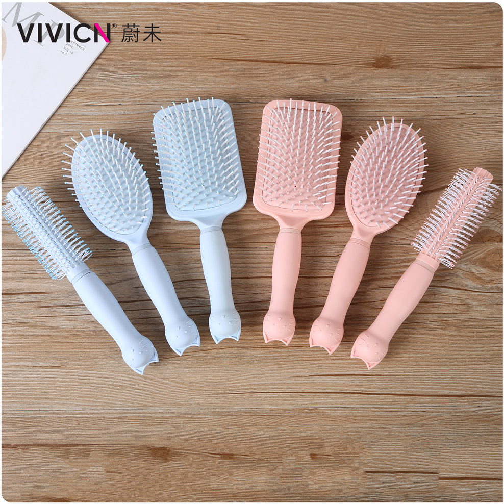 [Wei Wei] Cat Handle Comb Air Bag Comb Plastic Comb Massage Air Cushion Comb Long Hair Home Rib Comb Roll Comb