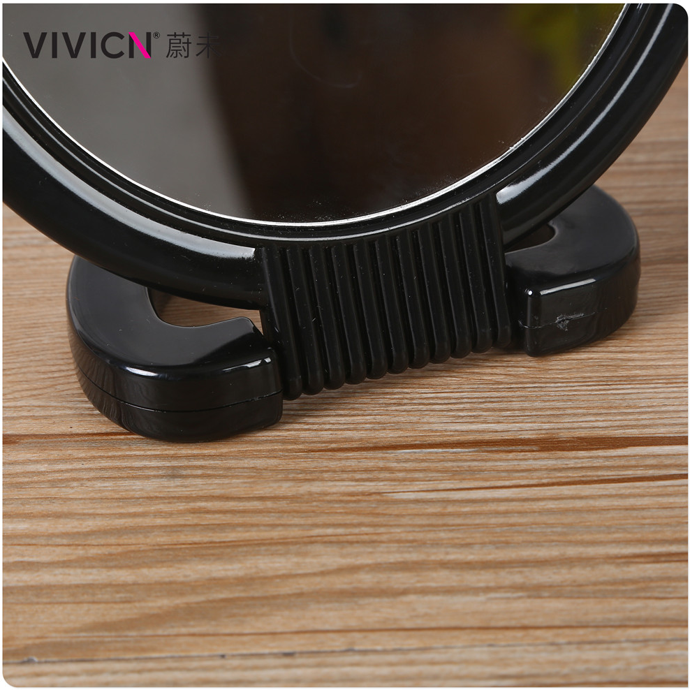 【 Weiwei 】 2X magnification mirror Portable makeup mirror ring stand Folding desktop small round mirror Item Picture