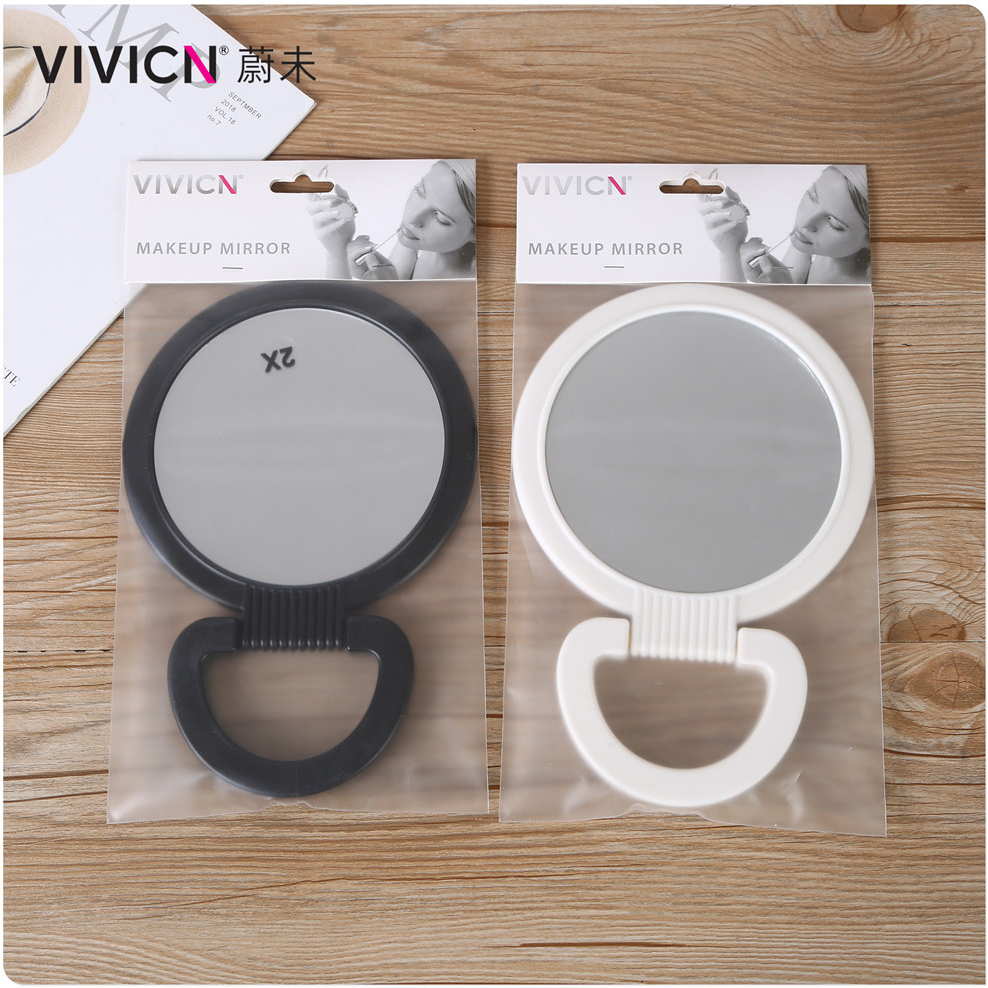 【 Weiwei 】 2X magnification mirror Portable makeup mirror ring stand Folding desktop small round mirror details Picture