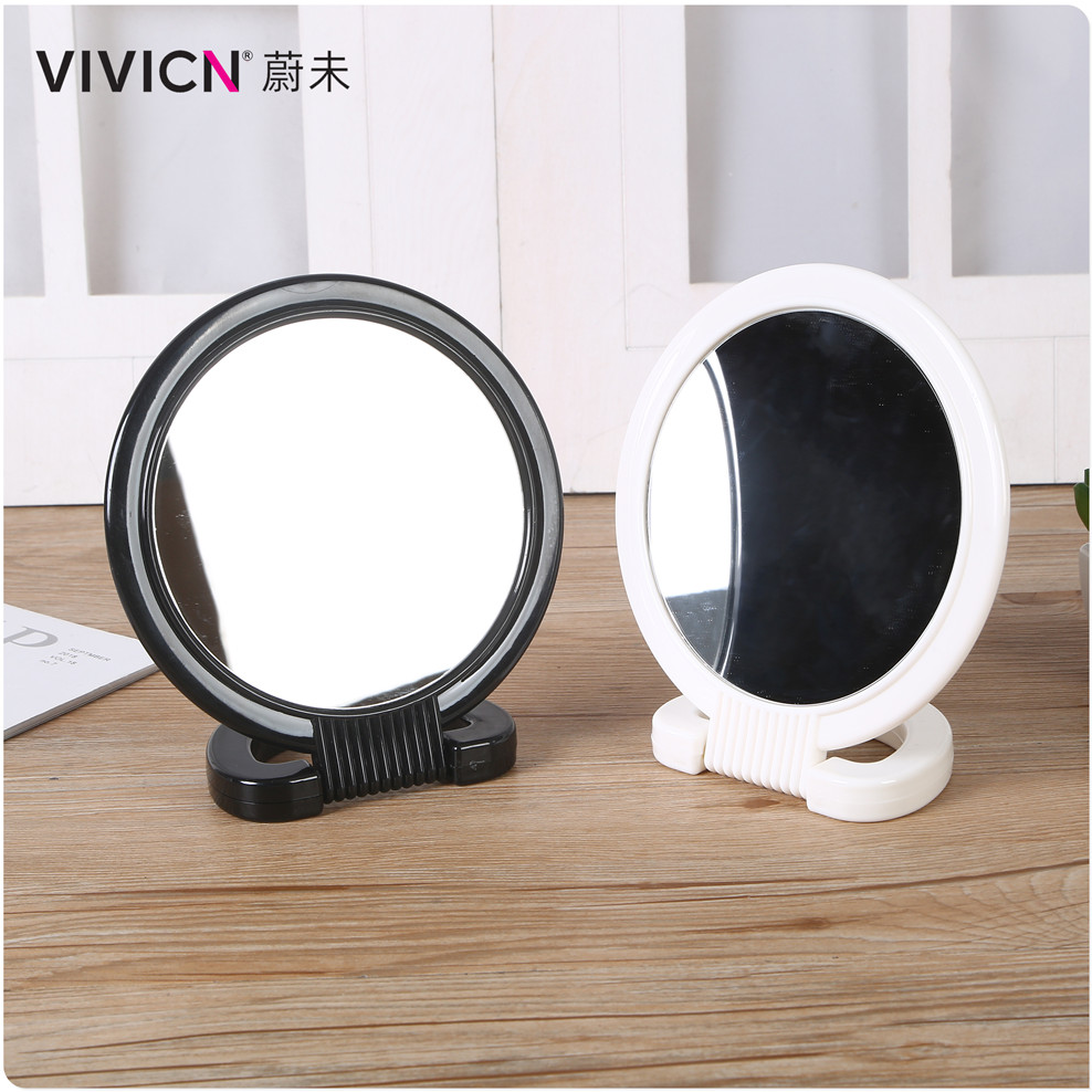 [Wei Wei] Double mirror magnifying mirror portable makeup mirror ring seat folding desktop desktop small round mirror mirror thumbnail