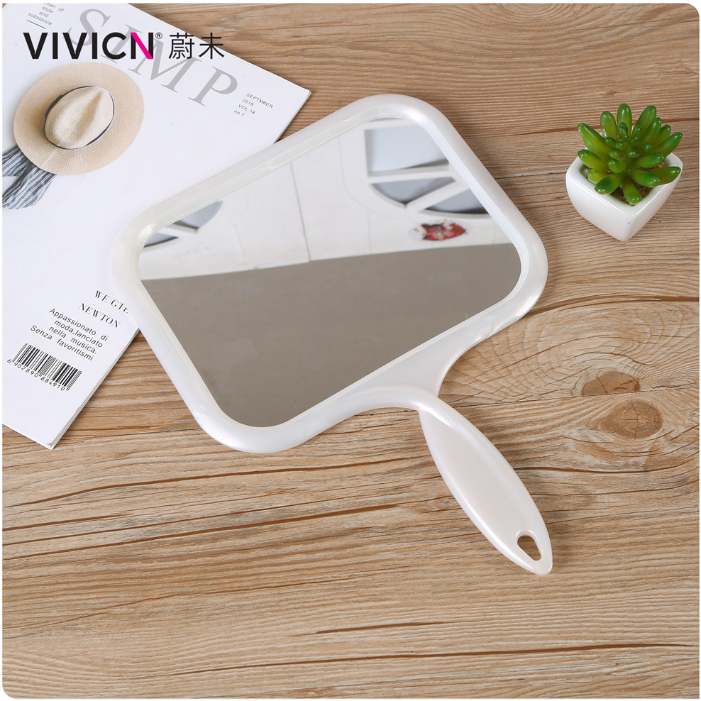 【 Weiwei 】 Hand-held mirror, portable makeup mirror, hand-held beauty salon mirror, dormitory dressing mirror for girls Item Picture