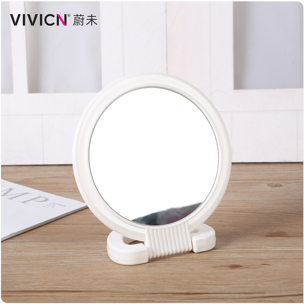 【 Weiwei 】 2X magnification mirror Portable makeup mirror ring stand Folding desktop small round mirror Specification image