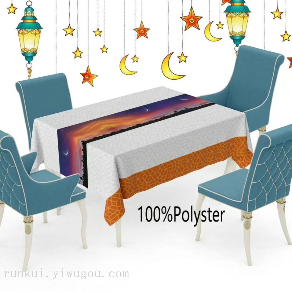 100%Polyster Ramadan table cloth waterproof digital print European table mat non-slip Ramadan