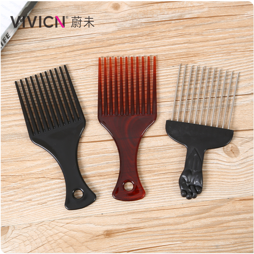 [Wei Wei] Insert Comb Black Iron Texture Comb Steel Needle Wide Teeth Insert Hair Curling Brush Hair Fork Pick Comb Take Care Of Styling Comb