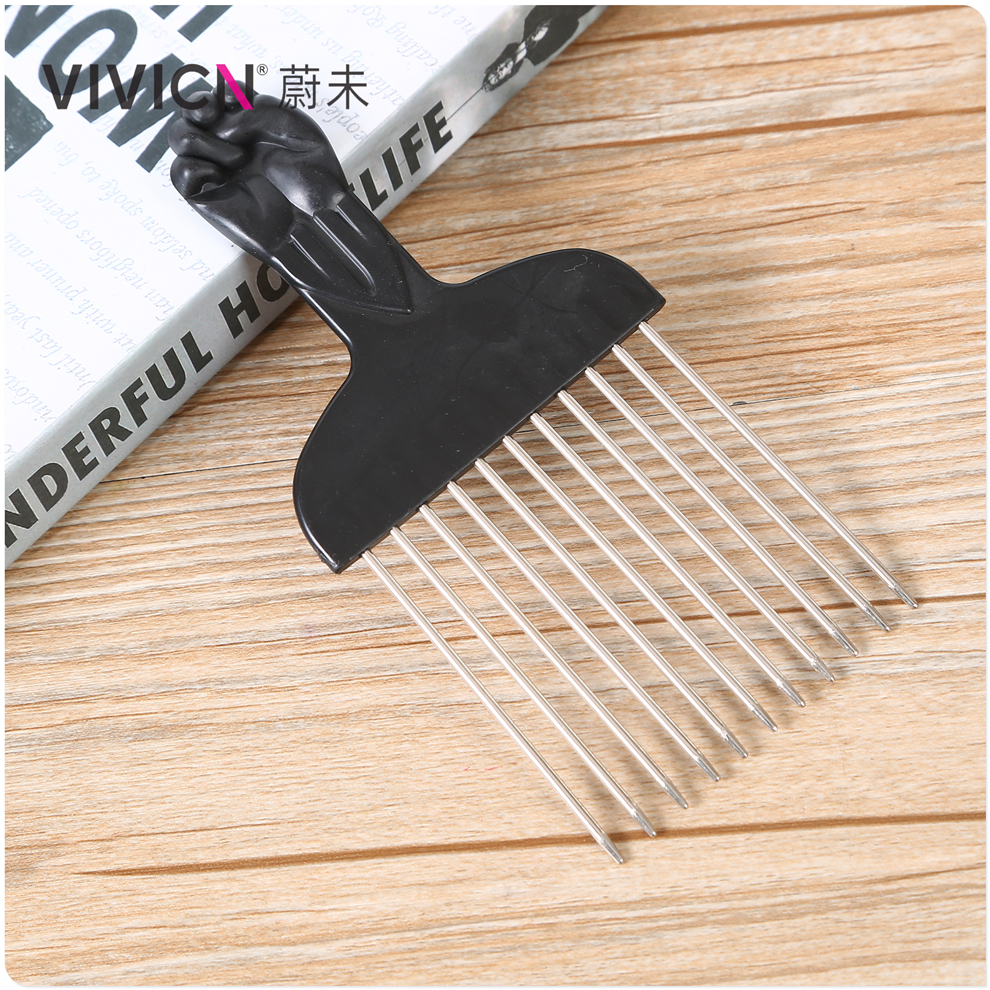 [Wei Wei] Insert Comb Black Iron Texture Comb Steel Needle Wide Teeth Insert Hair Curling Brush Hair Fork Pick Comb Take Care Of Styling Comb details Picture