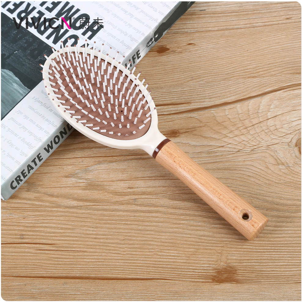 【 Weiwei 】 A portable comb for women's long hair with anti-static and curly hair, featuring a wooden handle. It's a perfect tool for combing hair Specification image