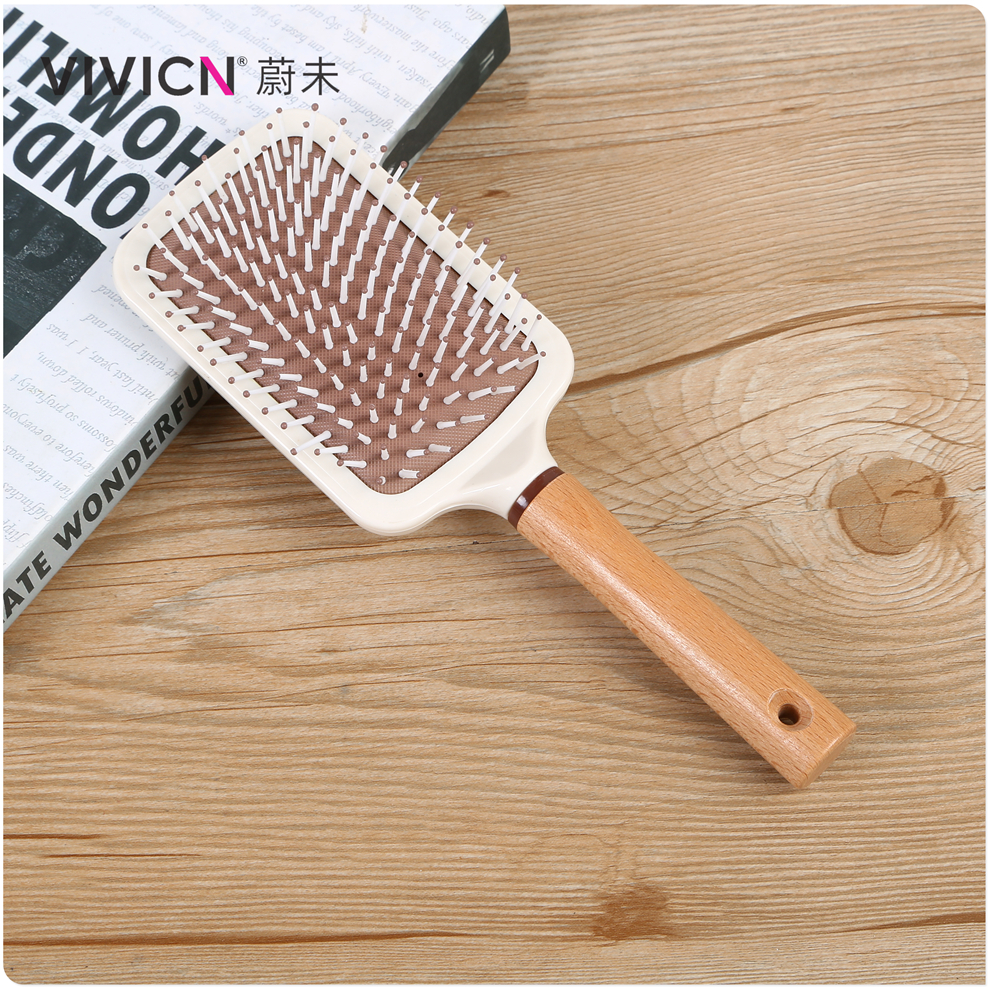 【 Weiwei 】 A portable comb for women's long hair with anti-static and curly hair, featuring a wooden handle. It's a perfect tool for combing hair details Picture