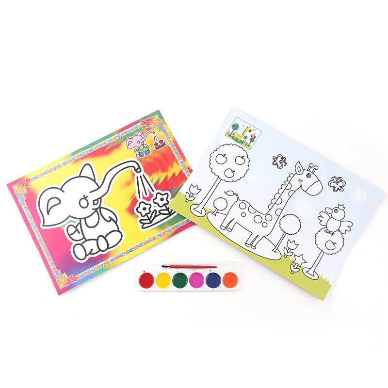 儿童填充水彩画颜料画套装diy手工幼儿园画画涂色画卡批发