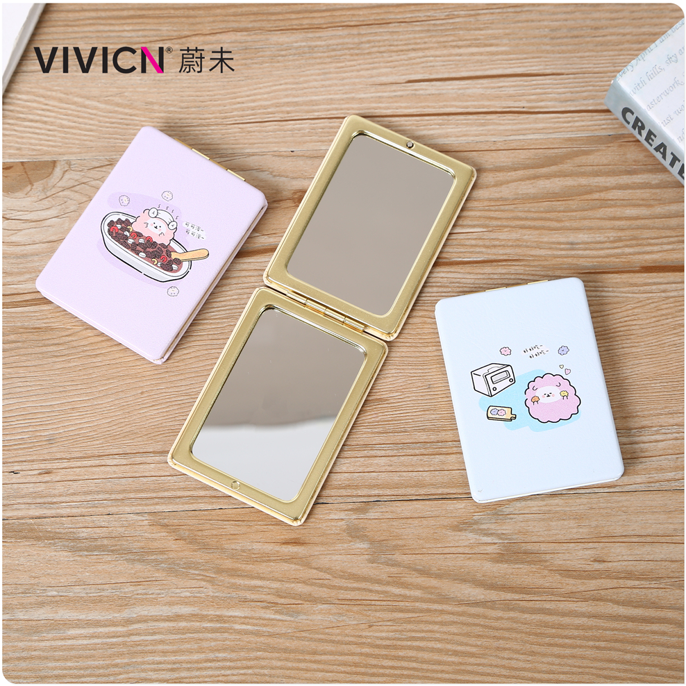 【 Wei Wei 】 Ins-style mini mirror for women to carry around, portable handheld mini double-sided folding makeup mirror, cute Item Picture