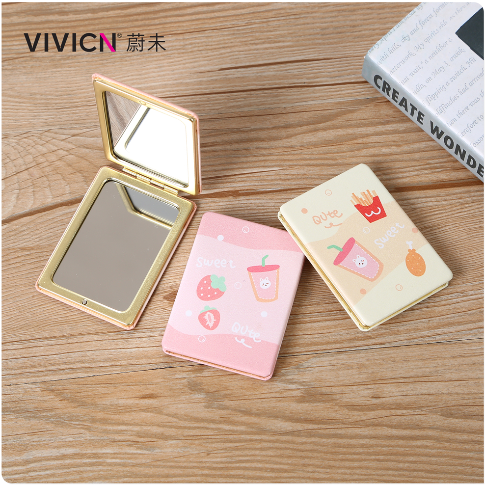 【 Wei Wei 】 Ins-style mini mirror for women to carry around, portable handheld mini double-sided folding makeup mirror, cute