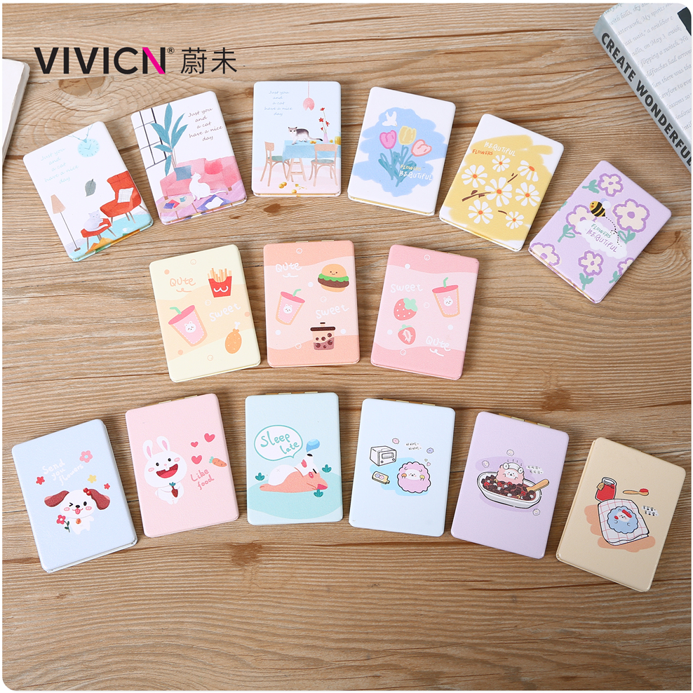 【 Wei Wei 】 Ins-style mini mirror for women to carry around, portable handheld mini double-sided folding makeup mirror, cute Specification image
