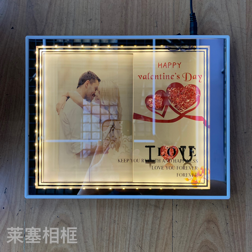 Peacock with diamond led creative decorative items, home decoration handicrafts, photo mirrors with lights, photo frames Item Picture