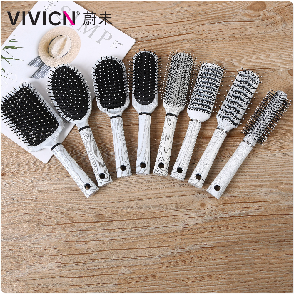 【 Weiwei 】 Imitation wood grain handle plastic hair dryer, massage air cushion comb, large rib comb, fluffy rib comb, shaped comb