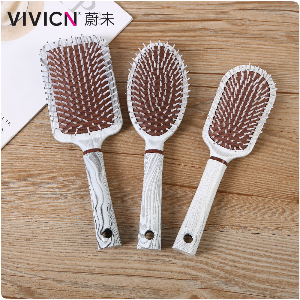 【 Weiwei 】 Imitation wood grain handle plastic hair dryer, massage air cushion comb, large rib comb, fluffy rib comb, shaped comb details Picture