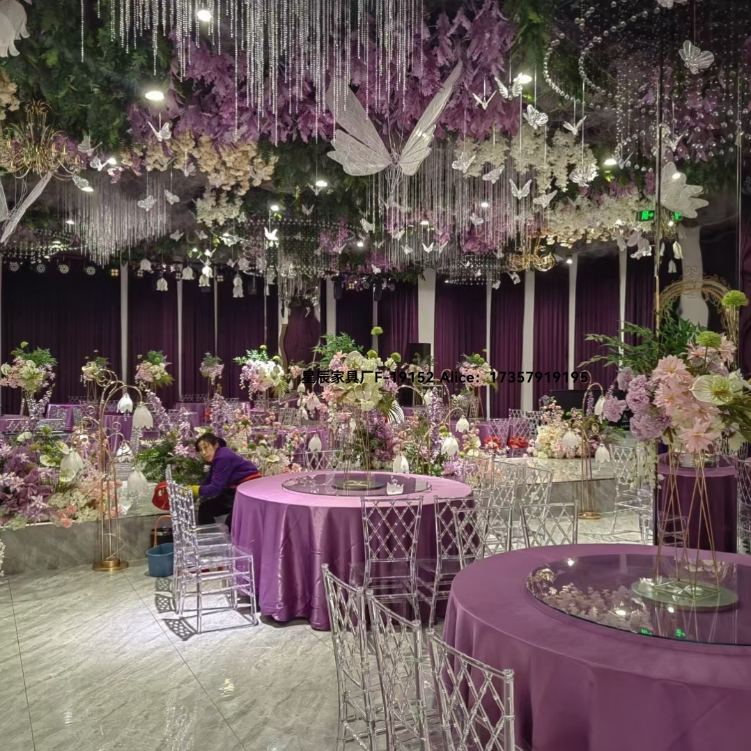 婚庆桌椅透明桌椅PC桌椅亚克力桌椅压克力桌椅金色椅子透明椅子