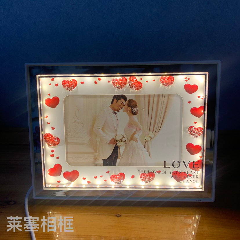 Heart-shaped diamond scattered Led lamp, USB interface, creative decorative item, home decoration, living room and bedroom handicrafts, photo frame Item Picture