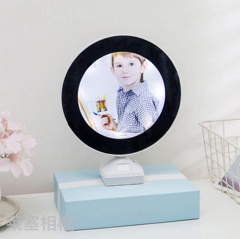 Round creative decorative items with lights for home decoration, living room and bedroom handicrafts, magic mirrors and photo frames details Picture