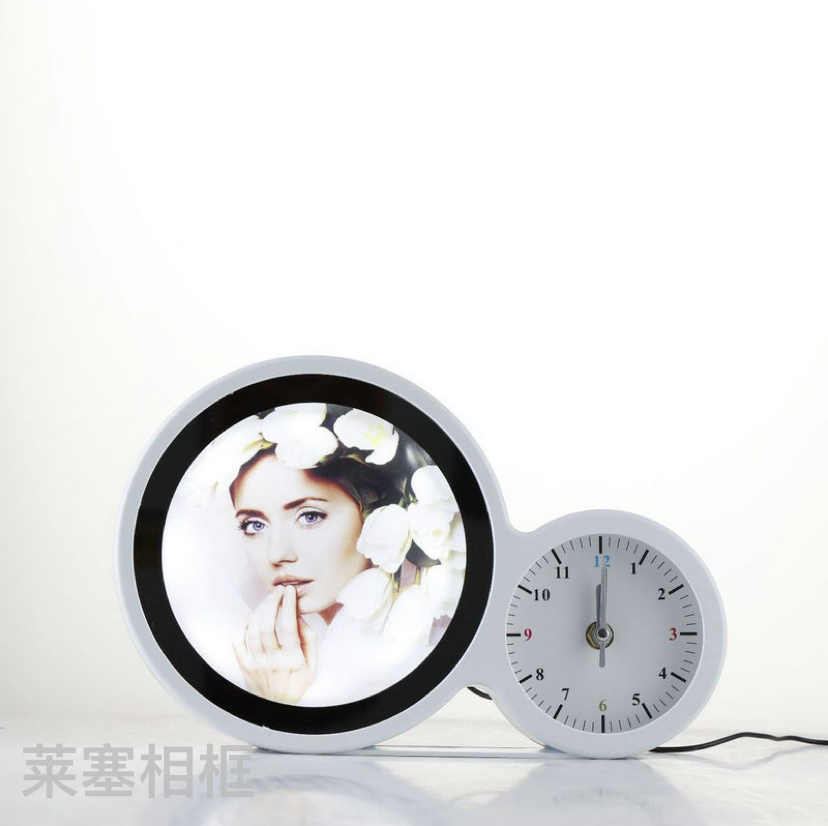 双圆形钟表LED灯插电电池两用创意摆件家居装饰工艺品塑料魔镜