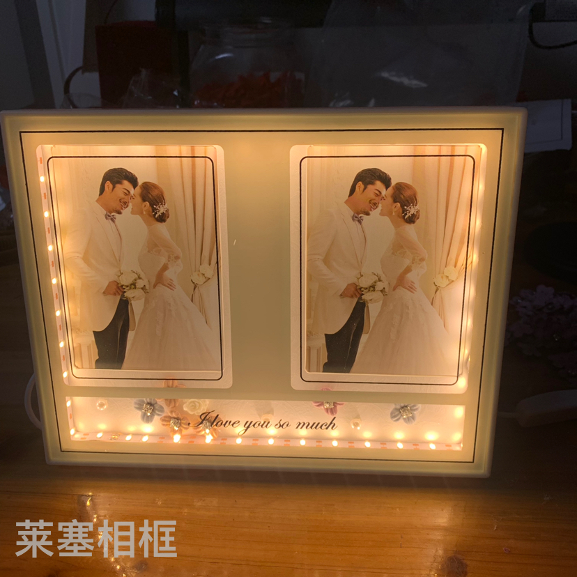 Double-hole LED single-color light, USB interface, creative decorative items, home decoration, living room, bedroom, handicrafts, lighting, photo frame details Picture
