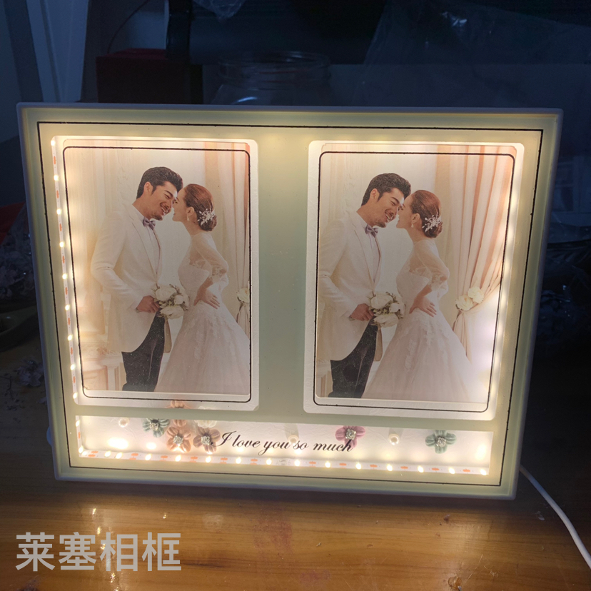 Double-hole LED single-color light, USB interface, creative decorative items, home decoration, living room, bedroom, handicrafts, lighting, photo frame Item Picture