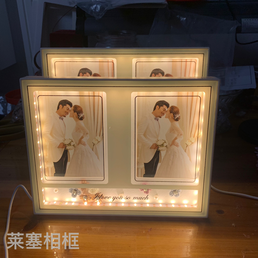 Double-hole LED single-color light, USB interface, creative decorative items, home decoration, living room, bedroom, handicrafts, lighting, photo frame Specification image