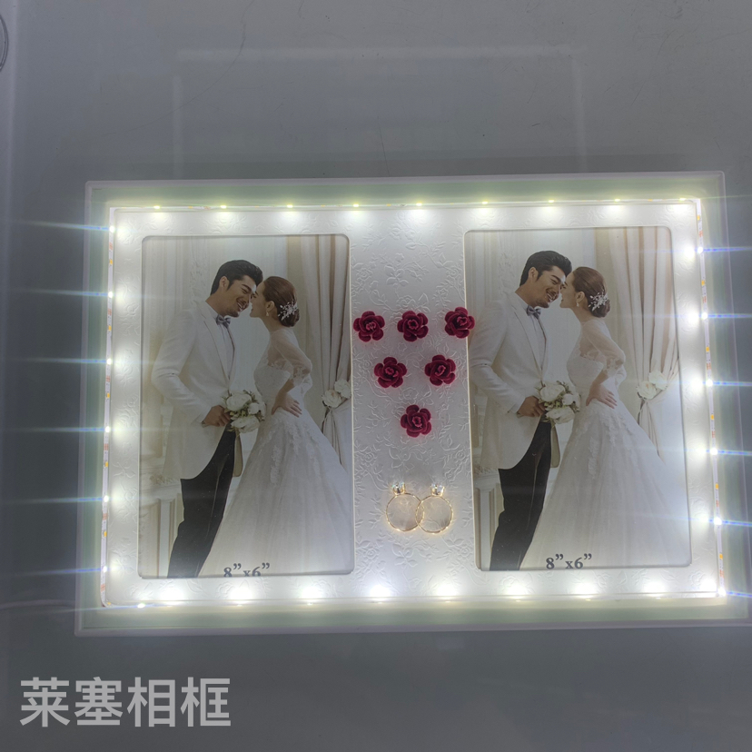 Roses, diamond rings, Led lights, USB interface, creative decorative items, home decoration handicrafts, and photo frames with lights Specification image