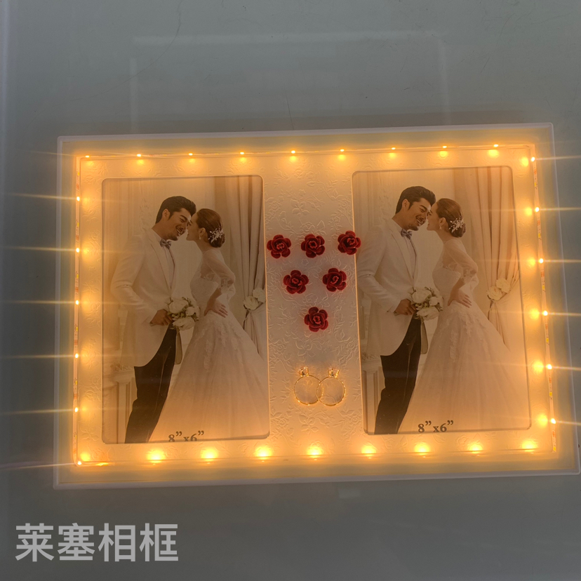 Roses, diamond rings, Led lights, USB interface, creative decorative items, home decoration handicrafts, and photo frames with lights Item Picture