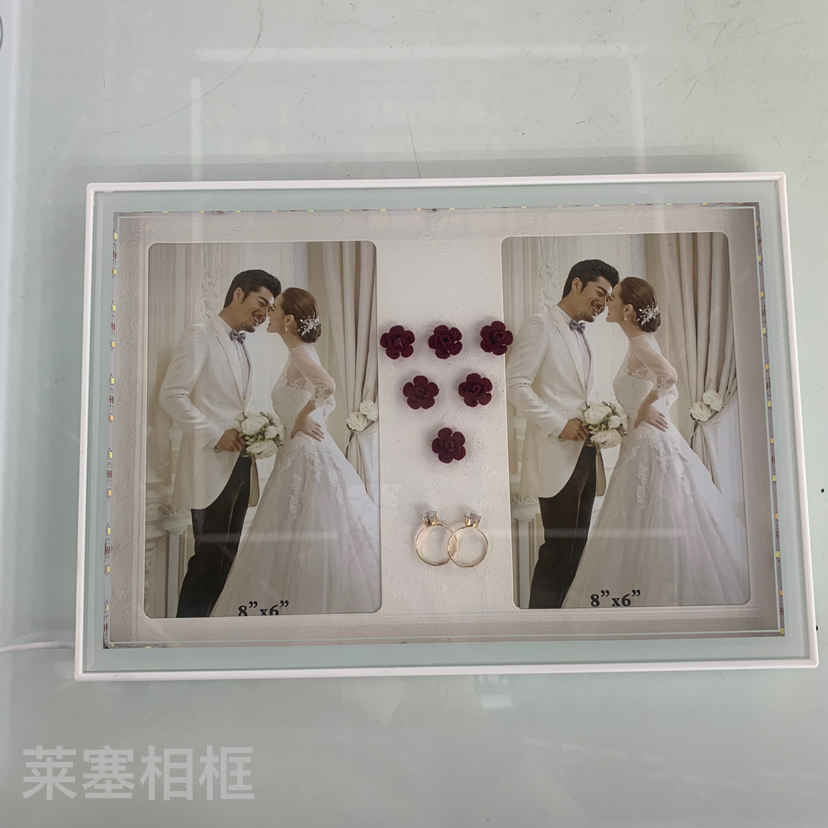 Roses, diamond rings, Led lights, USB interface, creative decorative items, home decoration handicrafts, and photo frames with lights