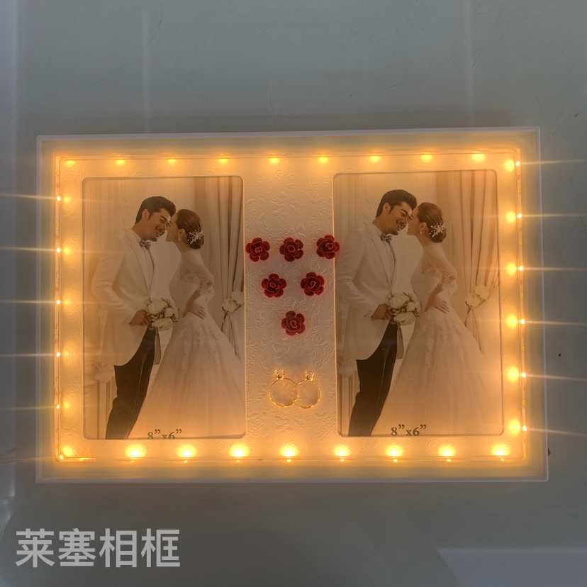 Roses, diamond rings, Led lights, USB interface, creative decorative items, home decoration handicrafts, and photo frames with lights details Picture